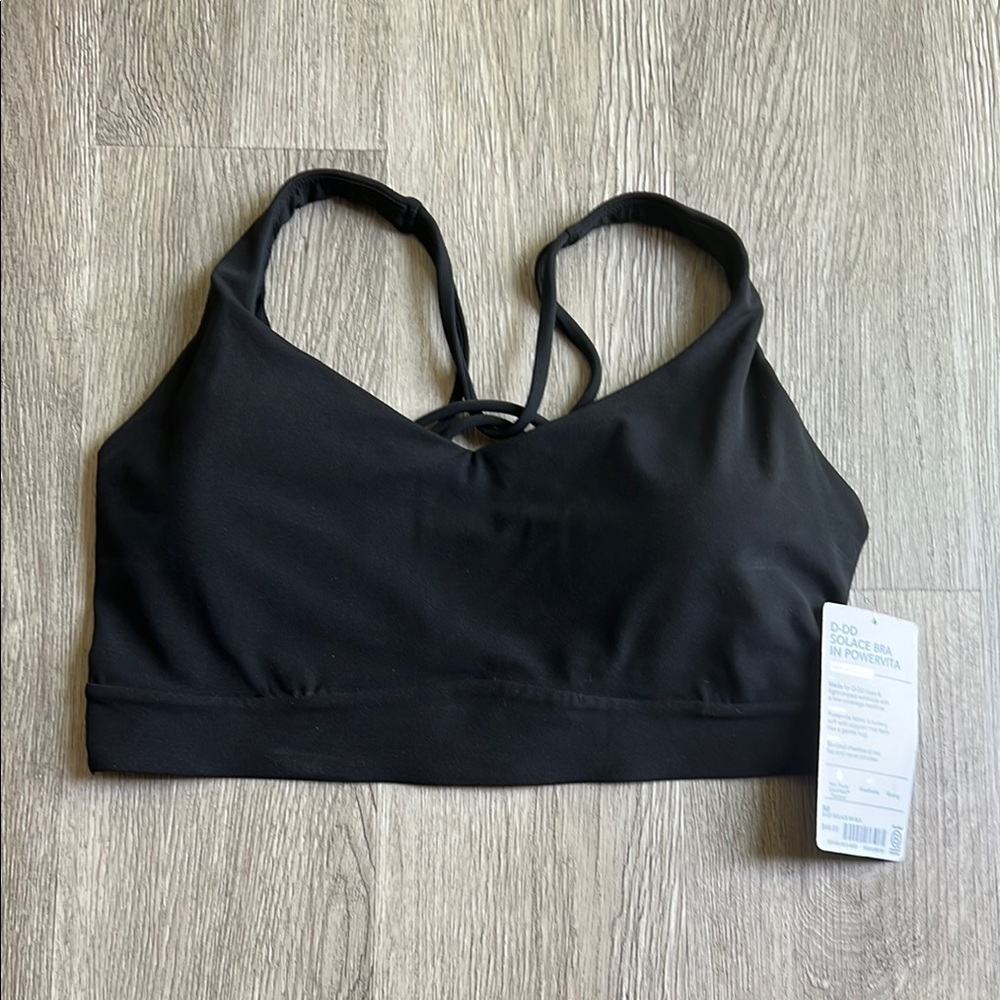 Athleta Black Solace Bra in Powervita, Size M D-DD